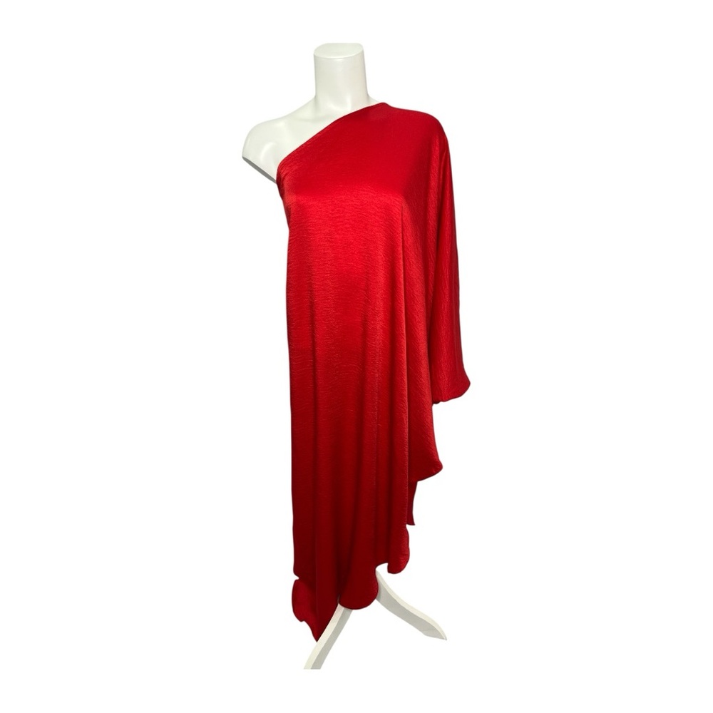 Vici Red Satin One Shoulder Asymmetrical Hem Dress Sz Medium